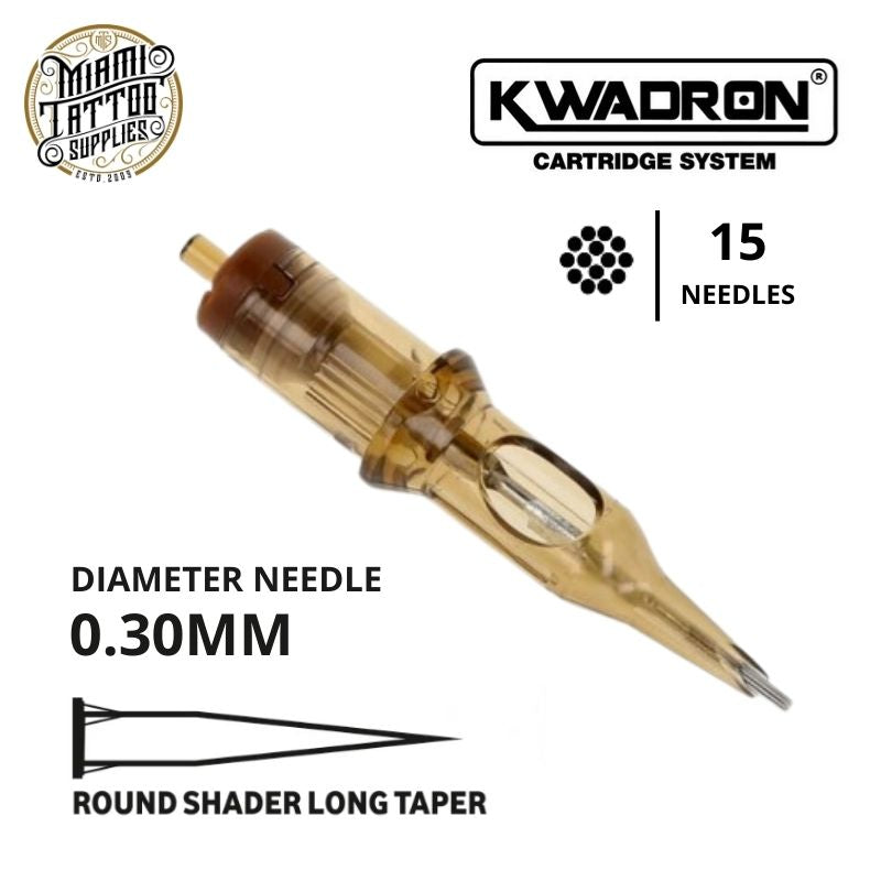 Kwadron Tattoo Cartridge Needle 15RS - #10 Diameter - Long Taper