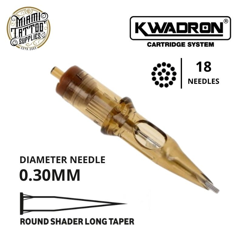 Kwadron Tattoo Cartridge Needle 18RS - #10 Diameter - Long Taper