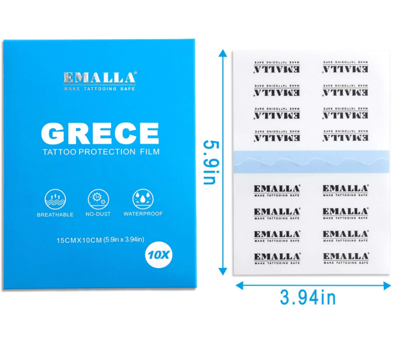 Emalla Grece Tattoo Protection Film - 5.9" x 4" Sheets - Pack of 10