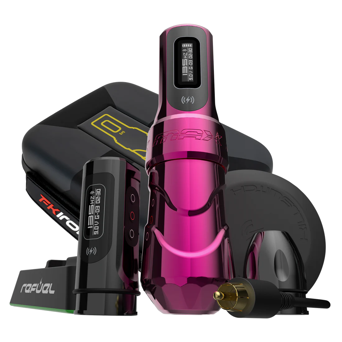 Flux Max Wireless Tattoo Machine - Ultra Bundle - Bubblegum - 1 Powerbolt II and 1 Powerbolt II+