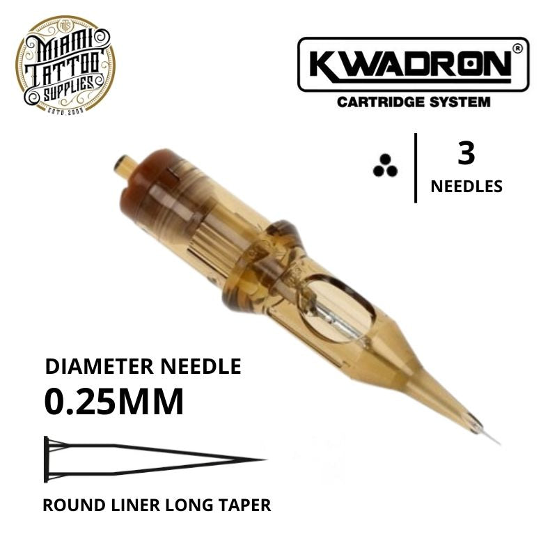 Kwadron Tattoo Cartridge Needle 3RL - #08 Diameter - Long Taper