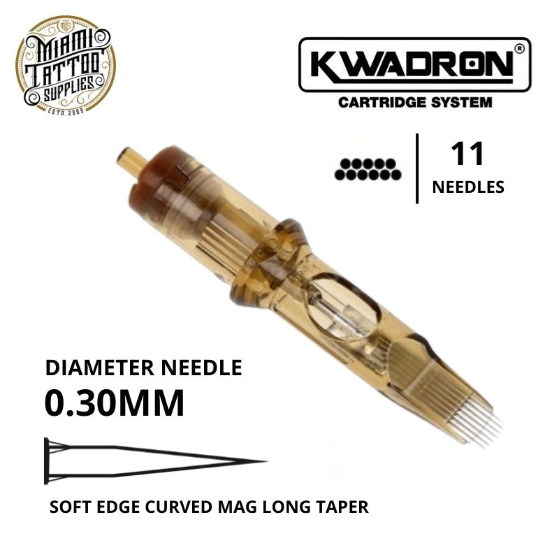 Kwadron Tattoo Cartridge Needle 11SEM - #10 Diameter - Long Taper
