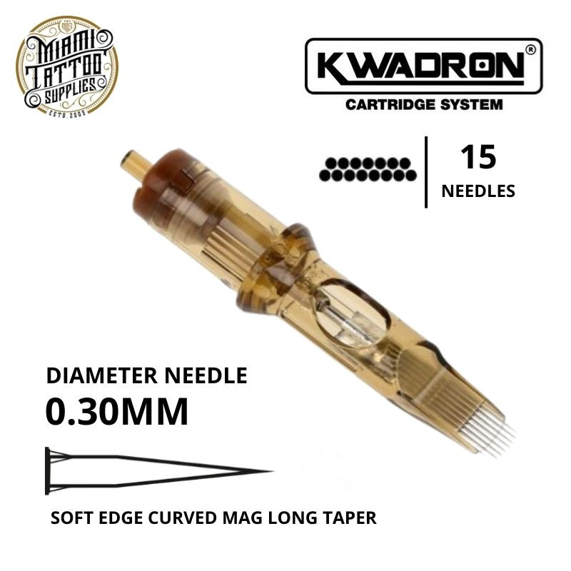 Kwadron Tattoo Cartridge Needle 15SEM - #10 Diameter - Long Taper