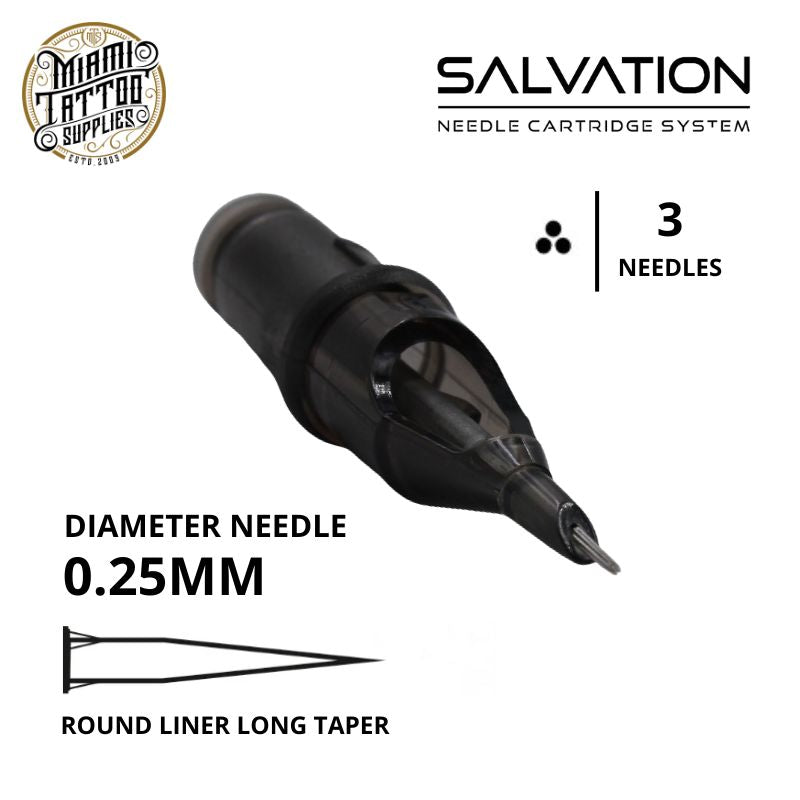 Salvation Cartridge Tattoo Needles 3RL - #8 Diameter - Long Taper