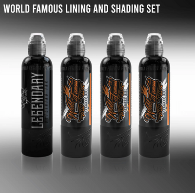 World Famous Tattoo Ink - Lining & Shading Set of 4 Bottles