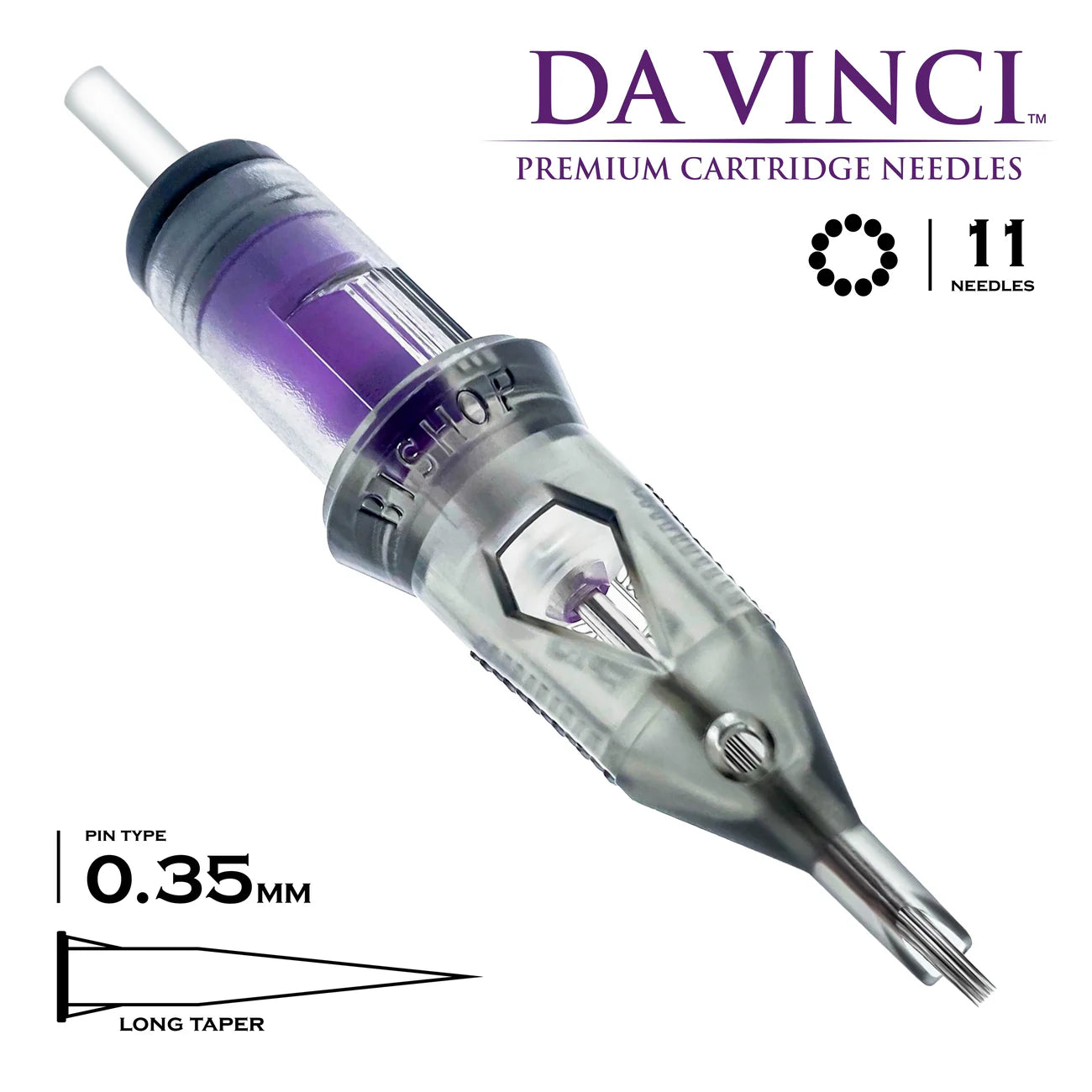 Bishop Da Vinci Cartridge Tattoo Needles 11RS - #12 Diameter - Long Taper