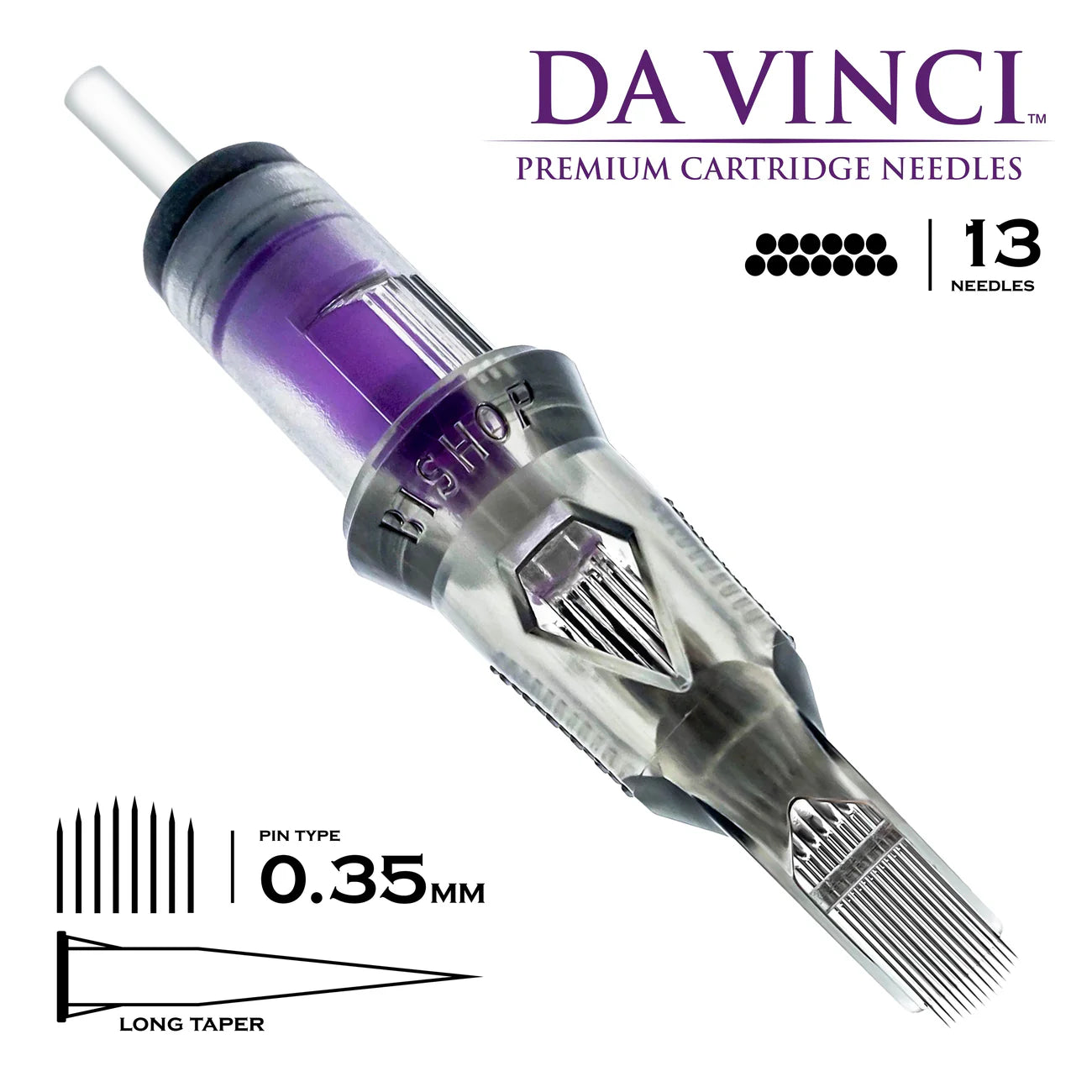 Bishop Da Vinci Cartridge Tattoo Needles 13SEM - #12 Diameter - Long Taper