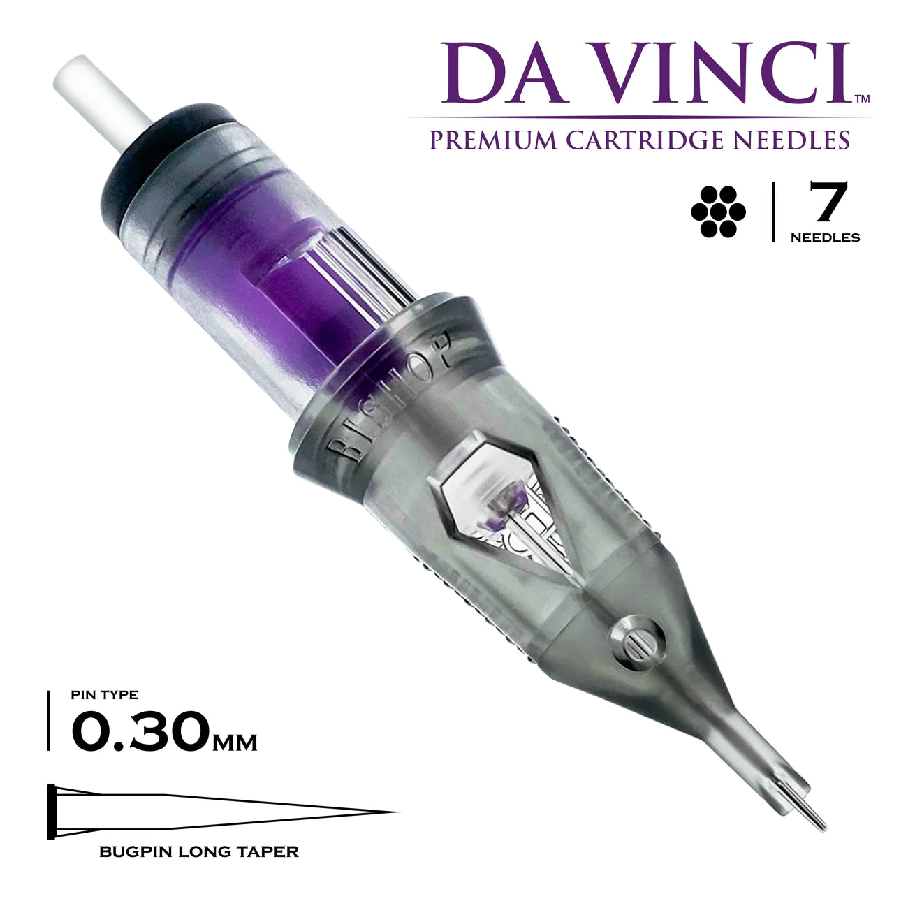 Bishop Da Vinci Cartridge Tattoo Needles 7RL - #10 Diameter - Long Taper