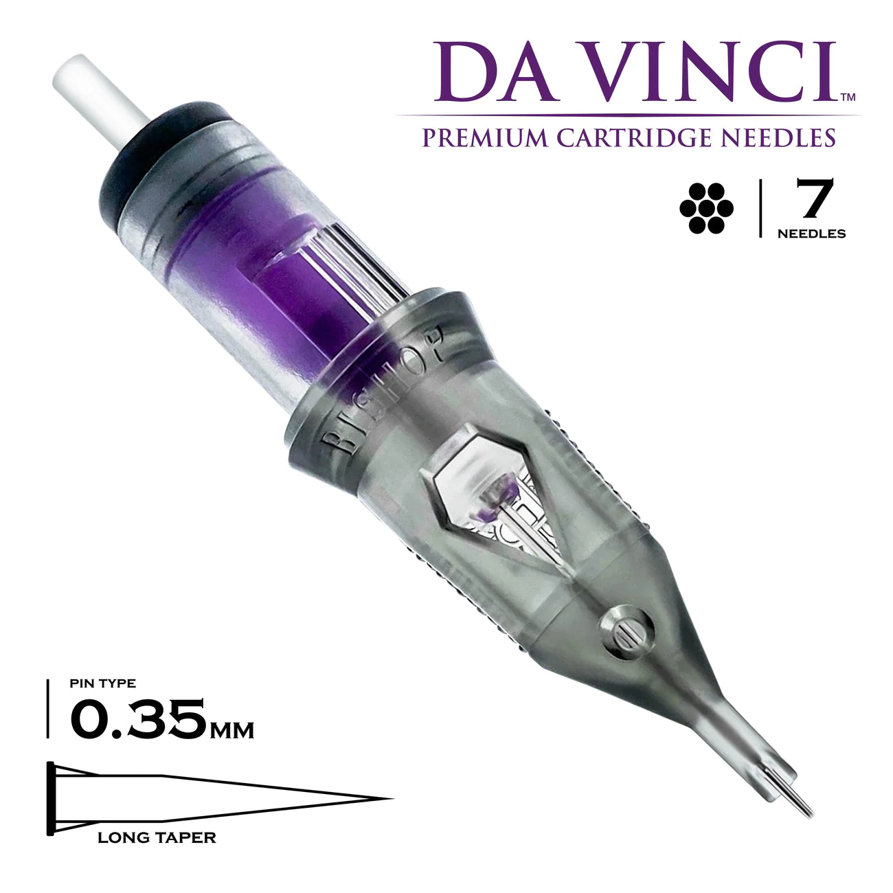 Bishop Da Vinci Cartridge Tattoo Needles 7RL - #12 Diameter - Long Taper