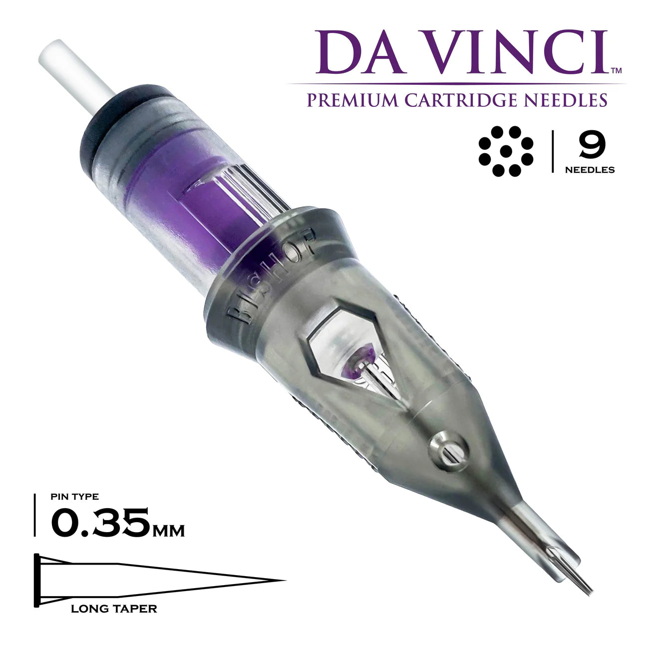 Bishop Da Vinci Cartridge Tattoo Needles 9RL - #12 Diameter - Long Taper