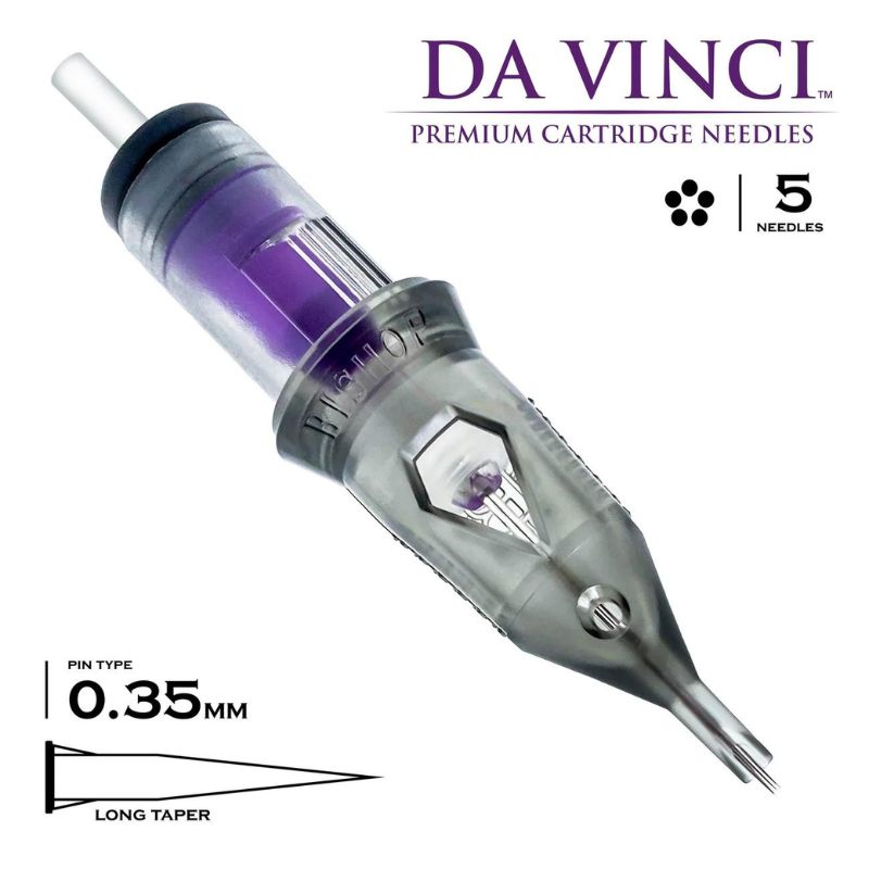 Bishop Da Vinci Cartridge Tattoo Needles 5RS - #12 Diameter - Long Taper