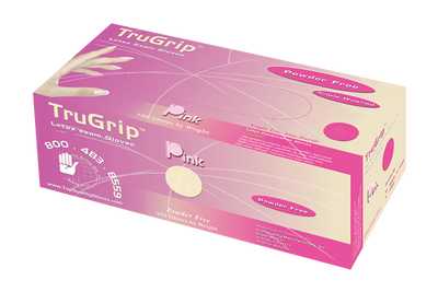 TruGrip Pink Latex Gloves Powder-Free - Box of 100